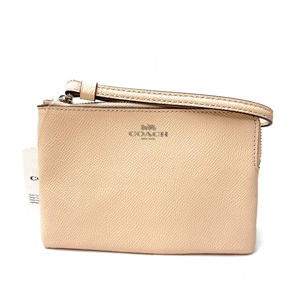 Coach Bags Coach Crossgrain Leather Corner Zip Wristlet Light Pink